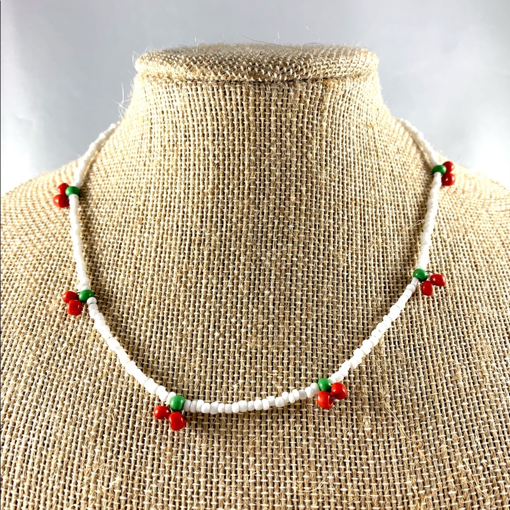cherry seed bead choker